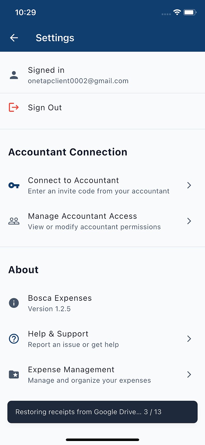 Settings screen showing Help & Support — report an issue or get help
